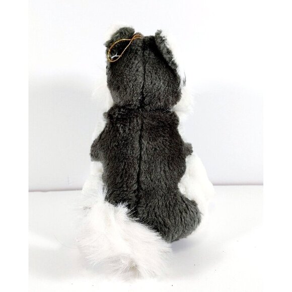 Shalom Toy Vintage Gray Wolf Husky Dog Plush Stuffed Animal Toy Blue Eyes 7.5" - Picture 3 of 4